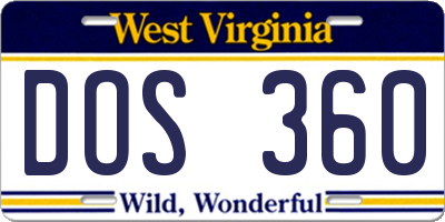 WV license plate DOS360