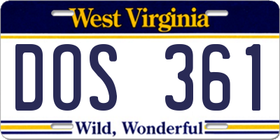 WV license plate DOS361