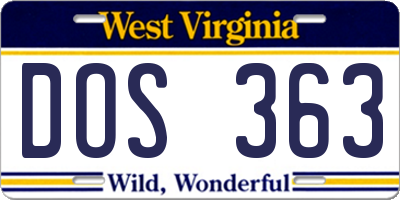 WV license plate DOS363