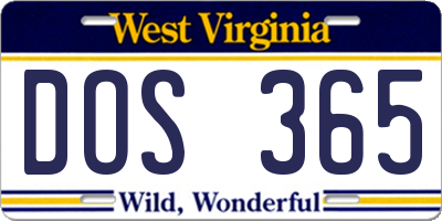 WV license plate DOS365