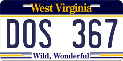 WV license plate DOS367
