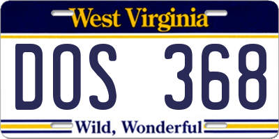WV license plate DOS368