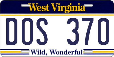 WV license plate DOS370