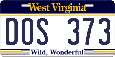 WV license plate DOS373