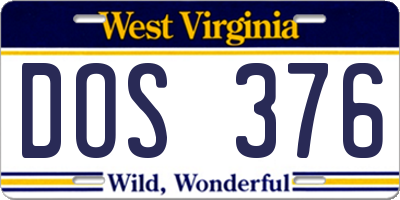 WV license plate DOS376