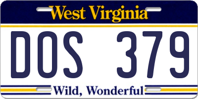 WV license plate DOS379