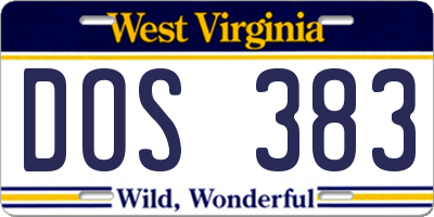 WV license plate DOS383
