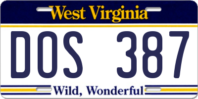 WV license plate DOS387