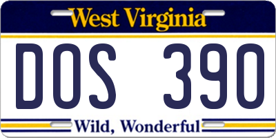 WV license plate DOS390
