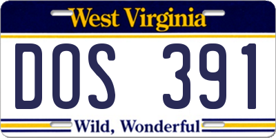 WV license plate DOS391