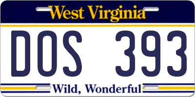 WV license plate DOS393