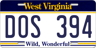 WV license plate DOS394