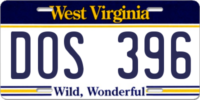 WV license plate DOS396