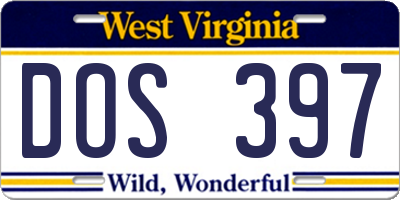 WV license plate DOS397