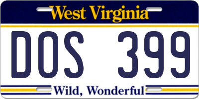 WV license plate DOS399
