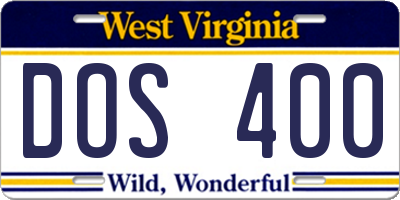 WV license plate DOS400