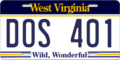 WV license plate DOS401