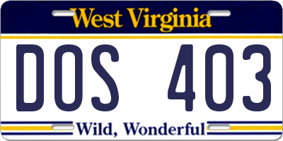 WV license plate DOS403