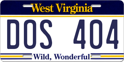 WV license plate DOS404