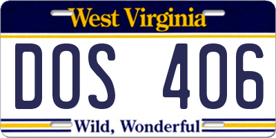 WV license plate DOS406