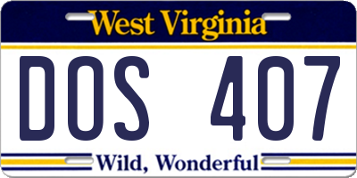 WV license plate DOS407