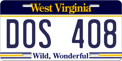 WV license plate DOS408