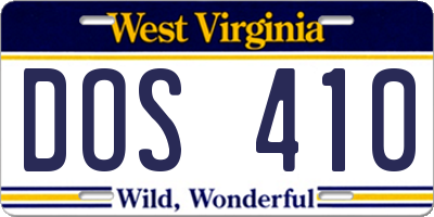 WV license plate DOS410