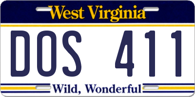 WV license plate DOS411