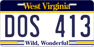 WV license plate DOS413