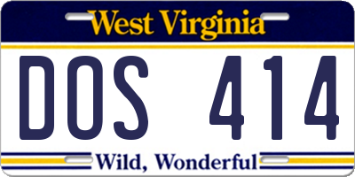 WV license plate DOS414