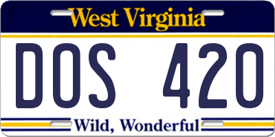 WV license plate DOS420
