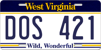 WV license plate DOS421
