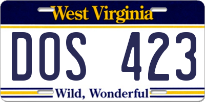 WV license plate DOS423
