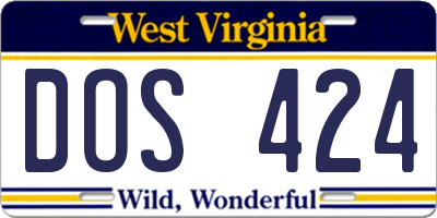 WV license plate DOS424