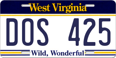 WV license plate DOS425