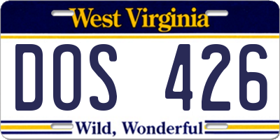 WV license plate DOS426