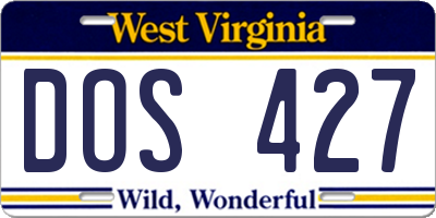 WV license plate DOS427