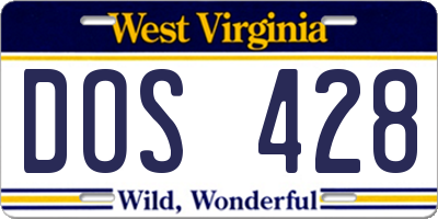 WV license plate DOS428