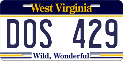 WV license plate DOS429