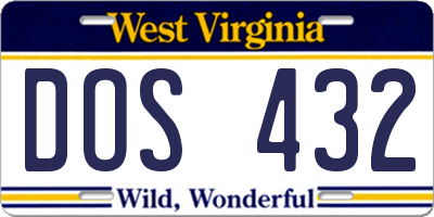 WV license plate DOS432