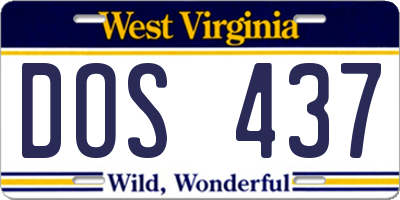 WV license plate DOS437