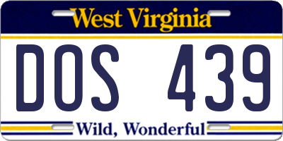 WV license plate DOS439