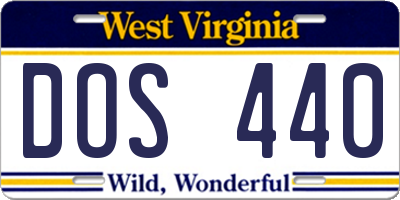 WV license plate DOS440