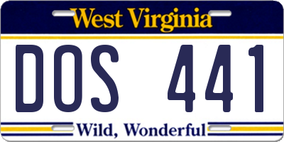 WV license plate DOS441