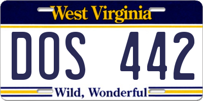 WV license plate DOS442