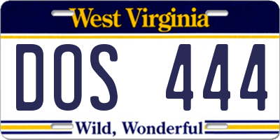 WV license plate DOS444