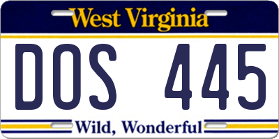 WV license plate DOS445