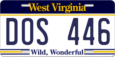 WV license plate DOS446