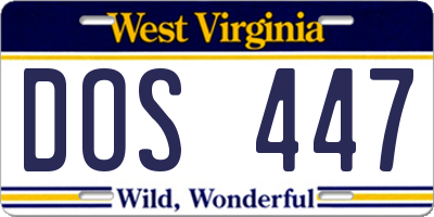 WV license plate DOS447