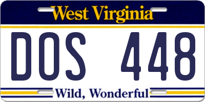 WV license plate DOS448